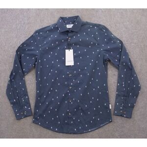 Lindbergh White Shirt Mens Medium Blue Button Up Long Sleeve Casual New